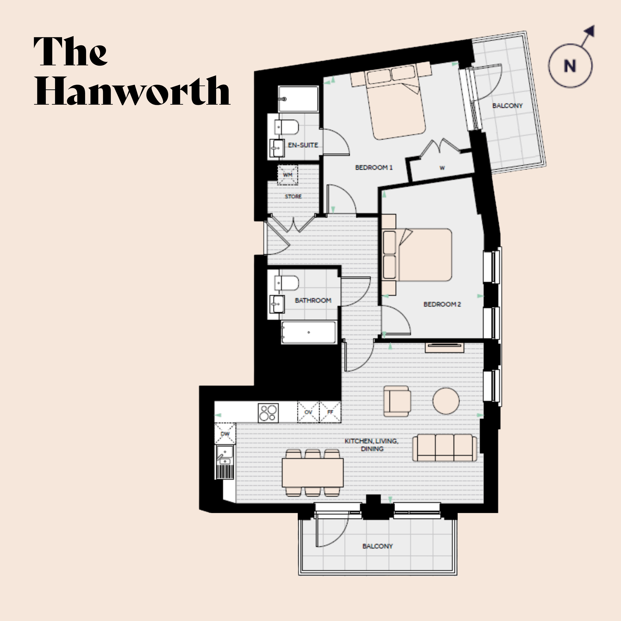 Floorplan for The Hanworth at The Hue, Seventh